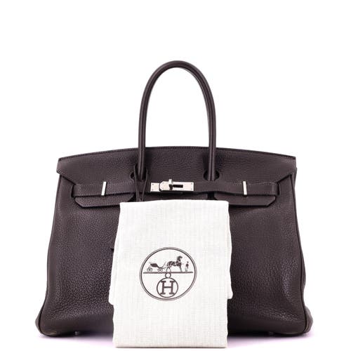 Pre-owned Hermes  Hermes Birkin Handbag Brown Clemence With Palladium Hardware 35 In Brown