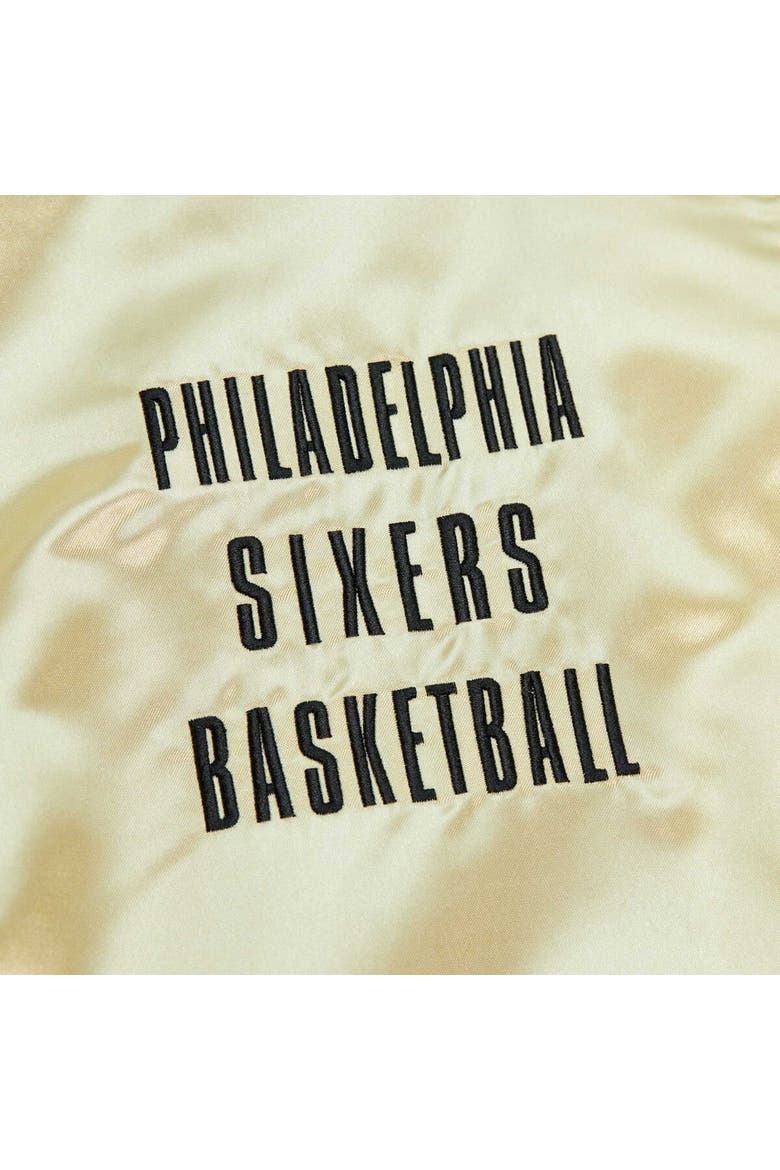 Men's Mitchell & Ness Gold Philadelphia 76ers Team OG 2.0 Vintage Logo Satin Full-Zip Jacket, Alternate, color, Gold