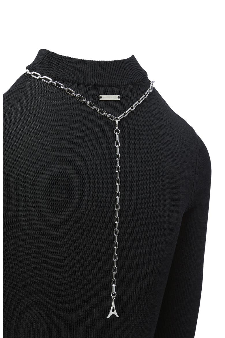 Contour Knit Bodysuit with Chain, Alternate, color, Black