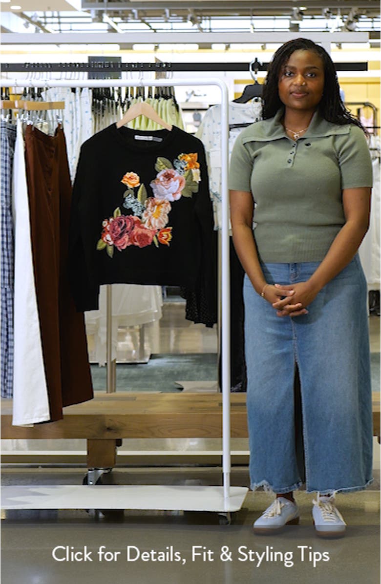 Belva Embroidered Floral Wool Blend Sweater, sales video thumbnail