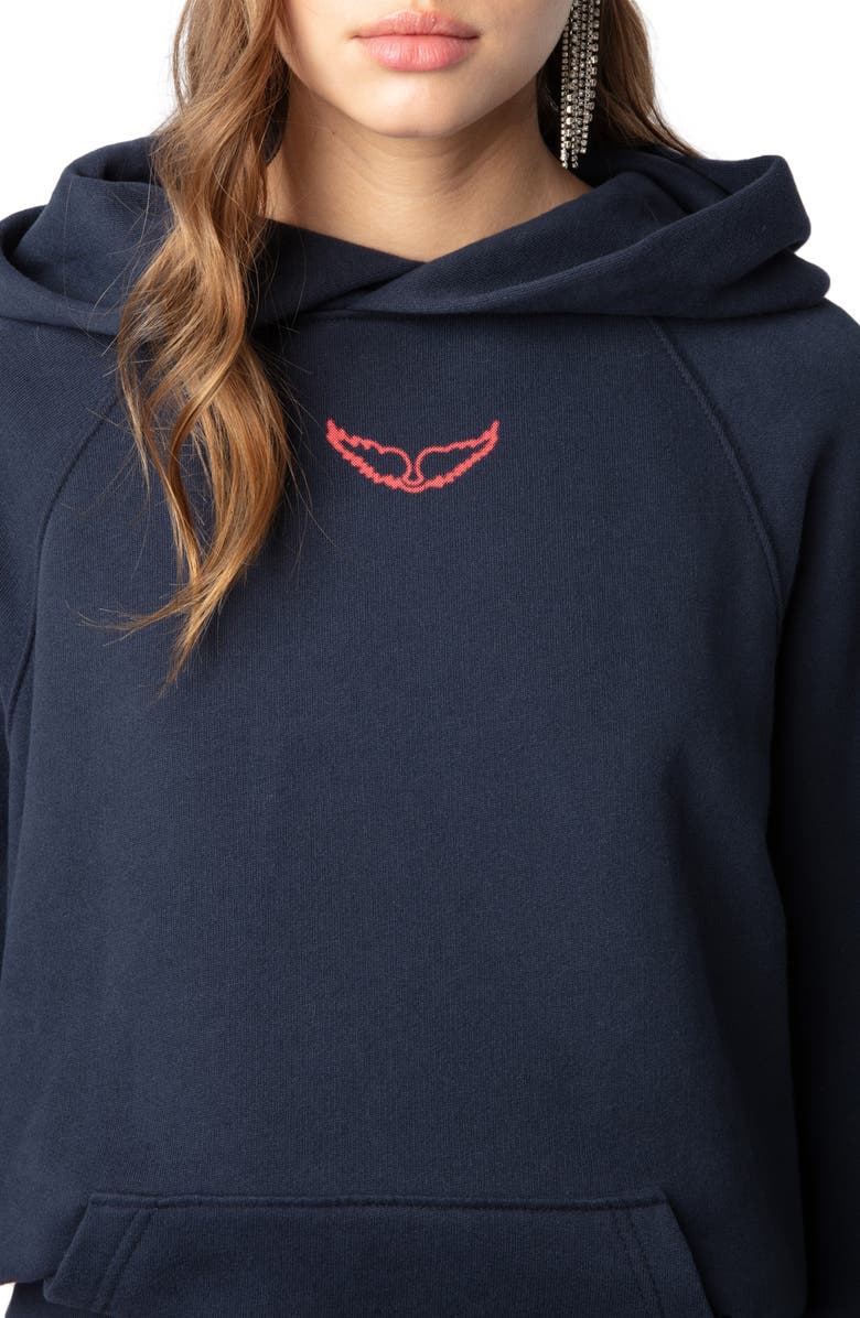 Zadig & Voltaire Georgy Telephone Embellished Cotton Graphic Hoodie, Alternate, color, 