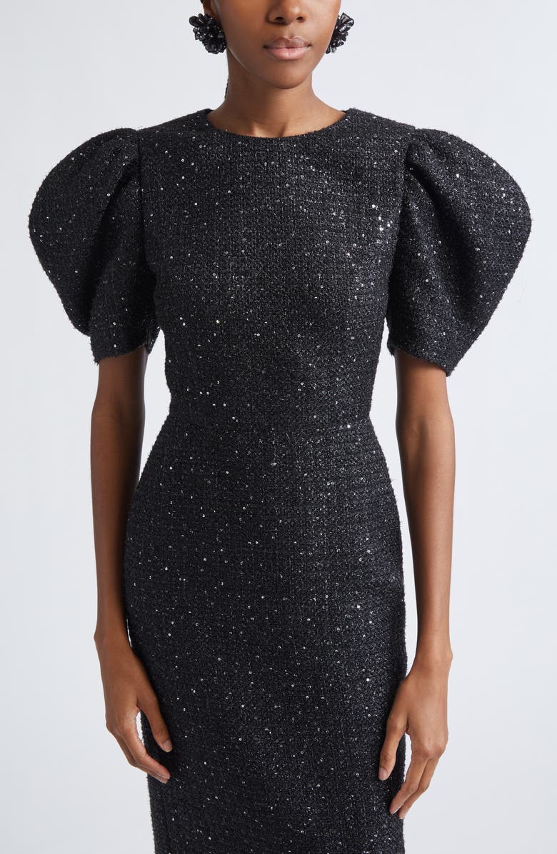 Carolina Herrera Crystal Cluster Earrings, Alternate, color, Black