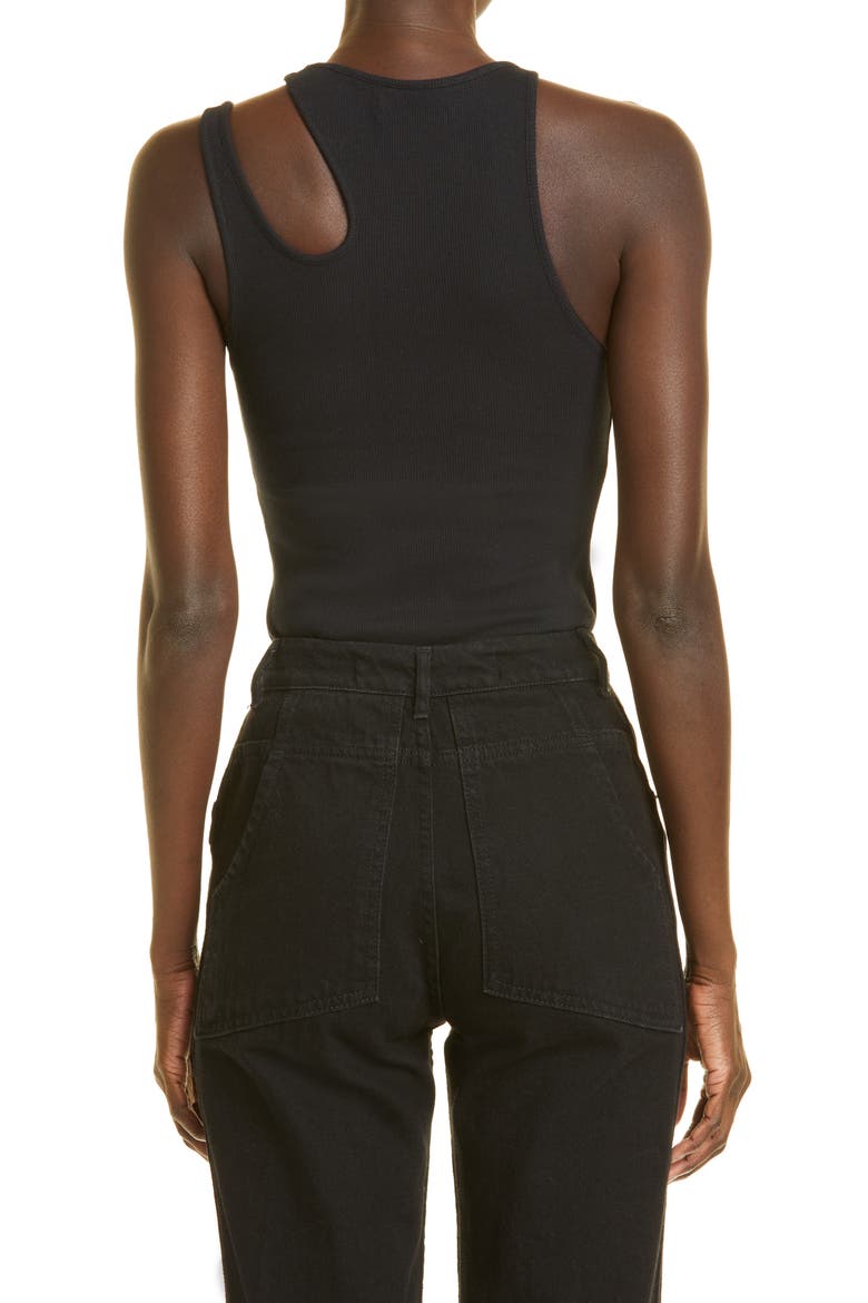 Gender Inclusive Romain Cutout Rib Tank, Alternate, color, BLACK