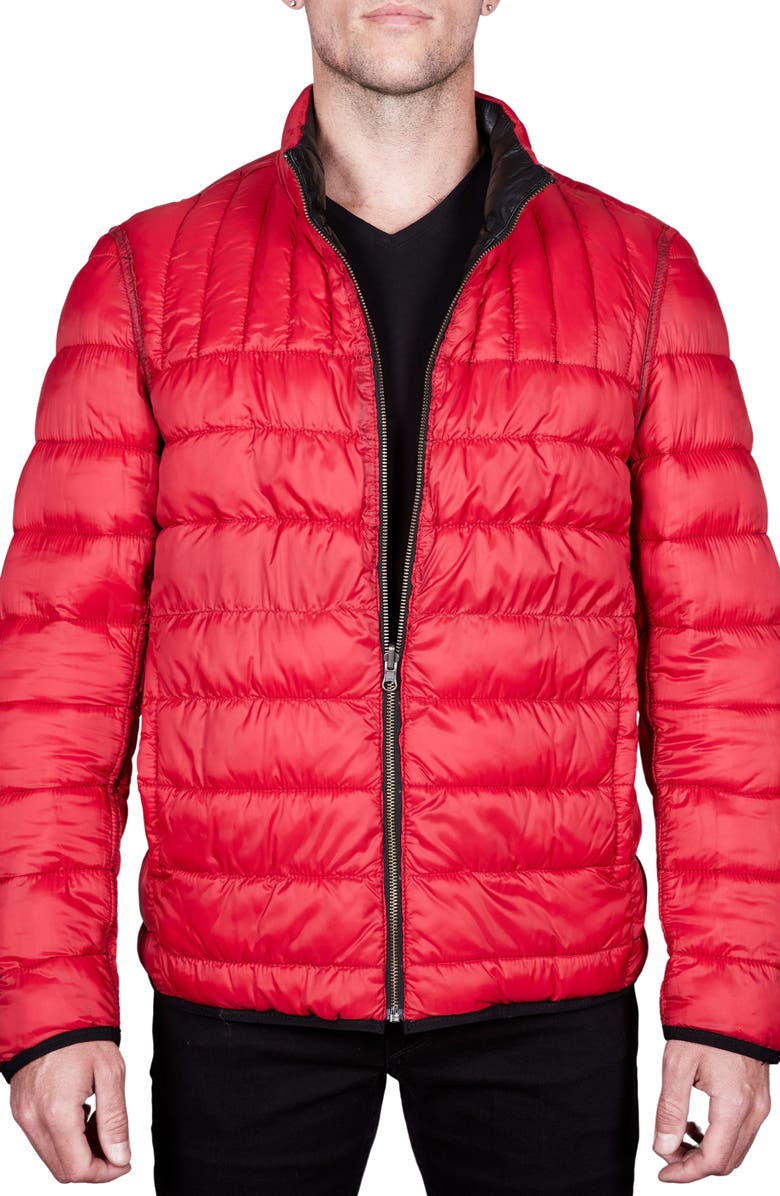 Missani Le Collezioni Reversible Leather Puffer Jacket, Alternate, color, Black/ Red