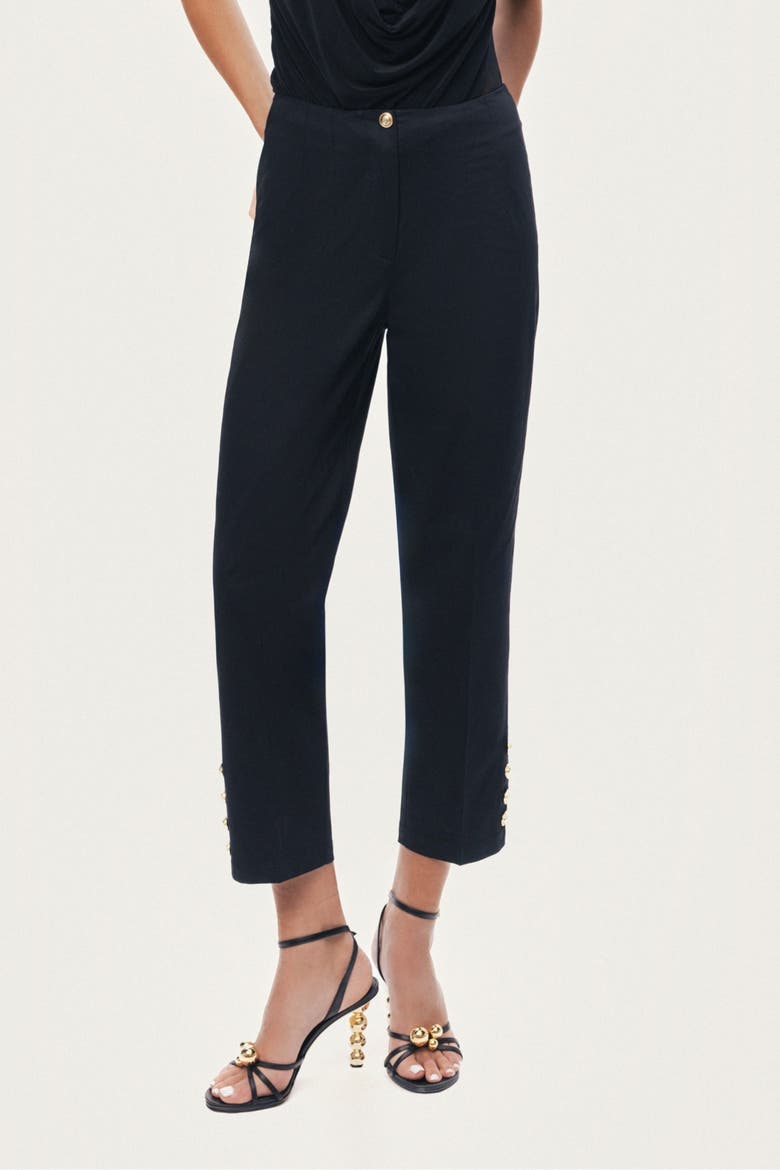 Gold Button Detail Pants, Main, color, Black