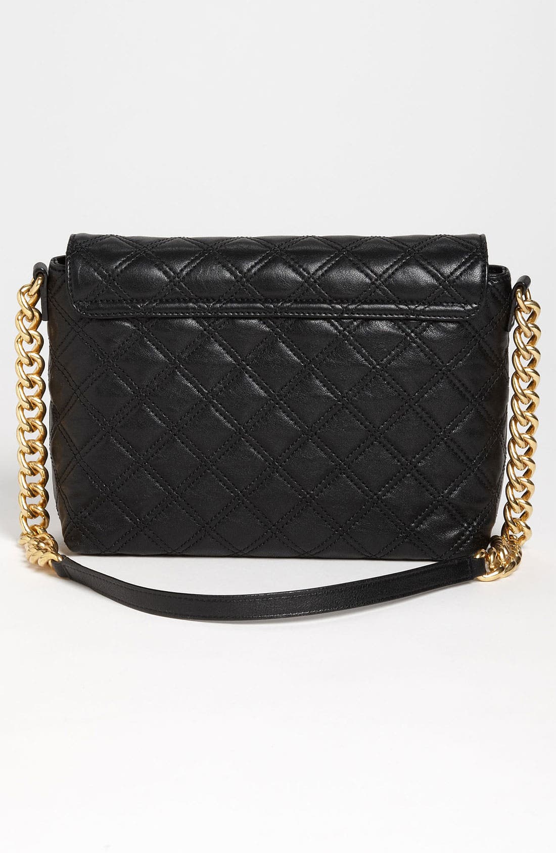 'Large Quilting Single' Leather Shoulder Bag, Alternate, color, BLACK/ BRASS