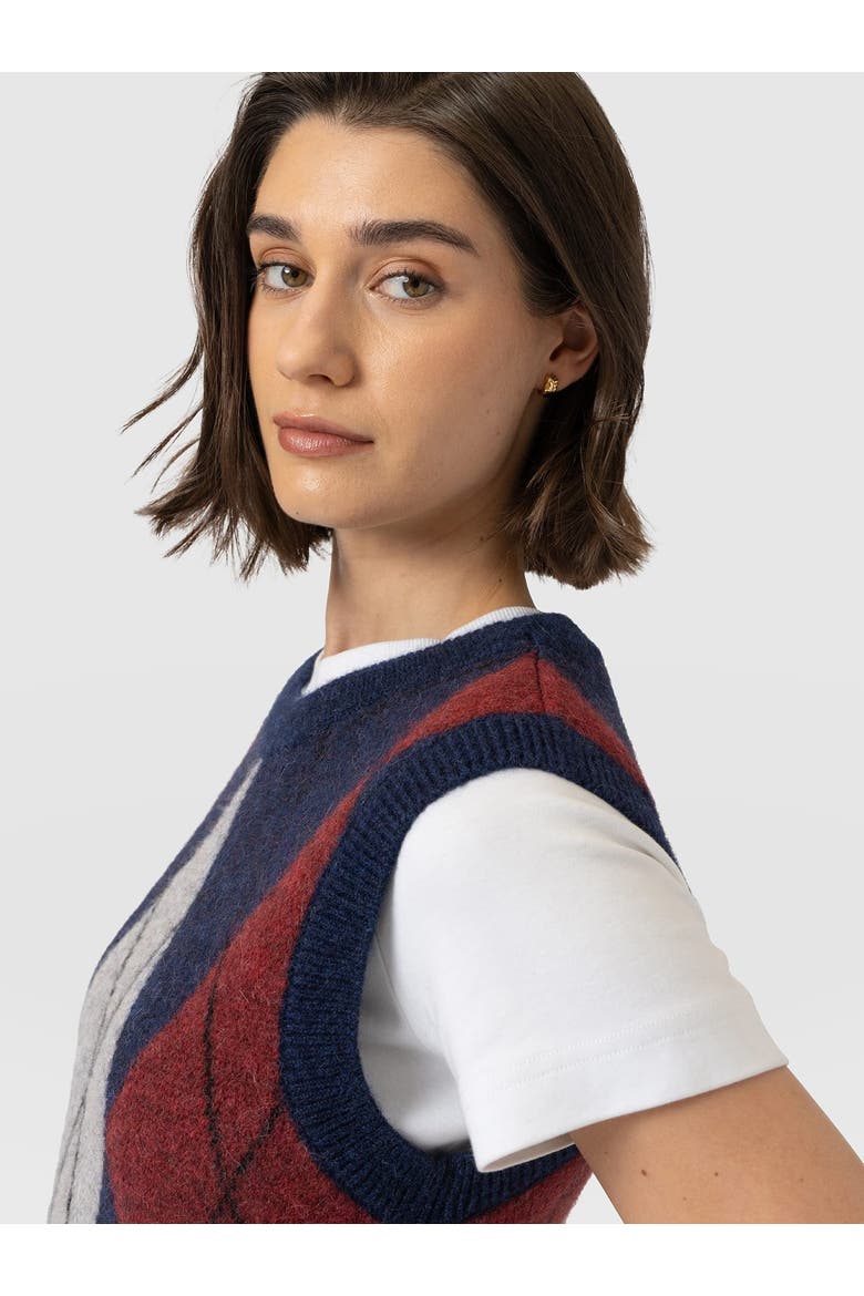 Argyle Sleeveless Knit, Alternate, color, Navy/Burgundy