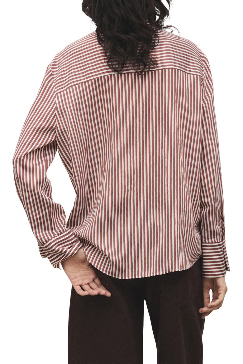 Stripe Button-Up Shirt, Alternate, color, BROWN