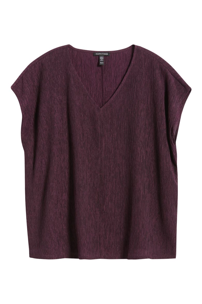Crinkled V-Neck Boxy Top, Alternate, color, BLACKBERRY
