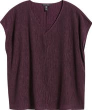 Eileen Fisher Crinkled V-Neck Boxy Top