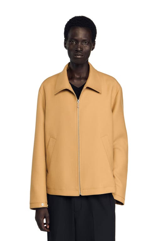 Sandro Zip-up Jacket In Orange