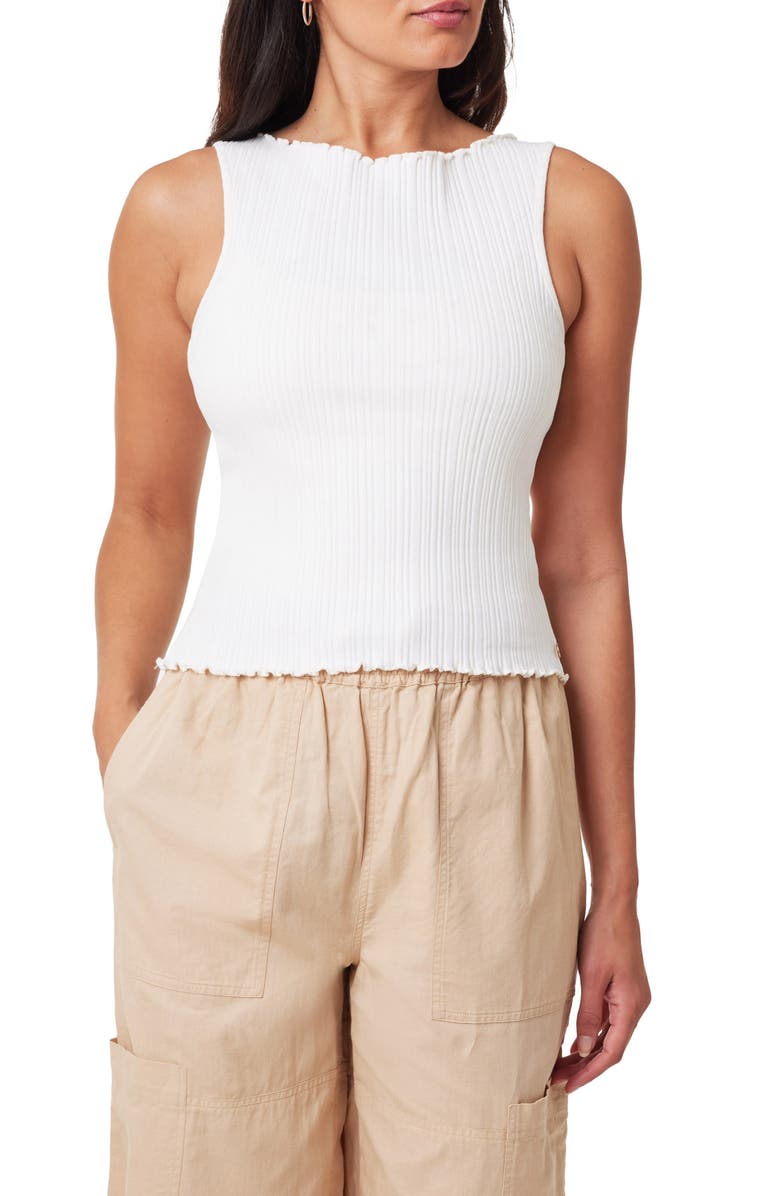Scotch & Soda Lettuce Edge Rib Tank, Main, color, Soft Ice