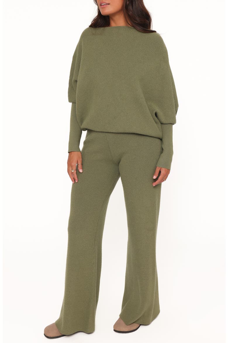 Gennie Two-Piece Knitted Pant Set, Alternate, color, AVOCADO