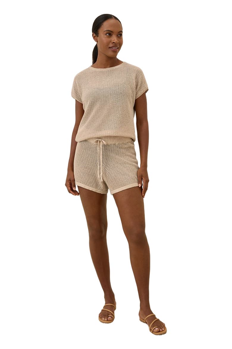 Beachside Linen Short Sleeve Top Made with Organic Cotton, Main, color, Sandshell