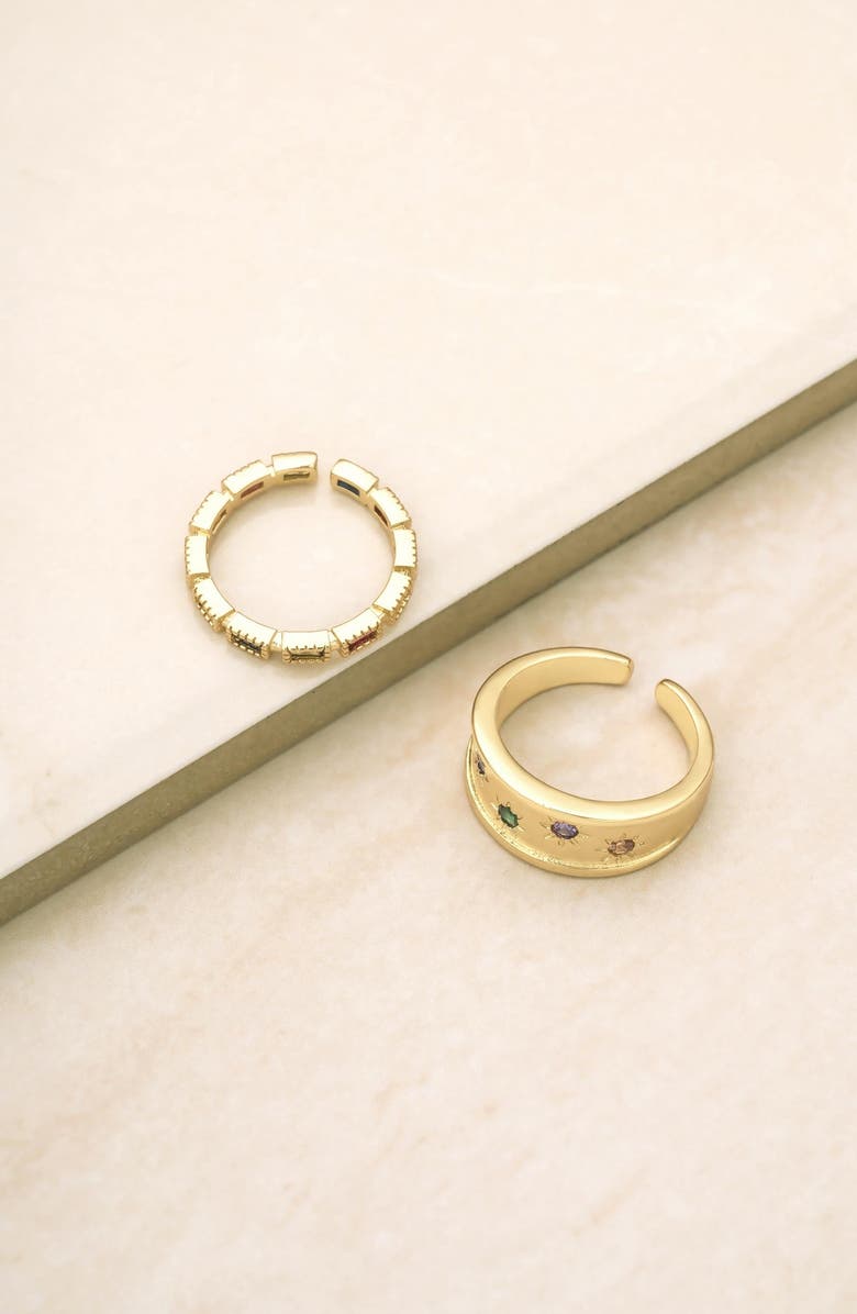 Ettika Set of 2 Rainbow Cubic Zirconia Ring Set, Alternate, color,