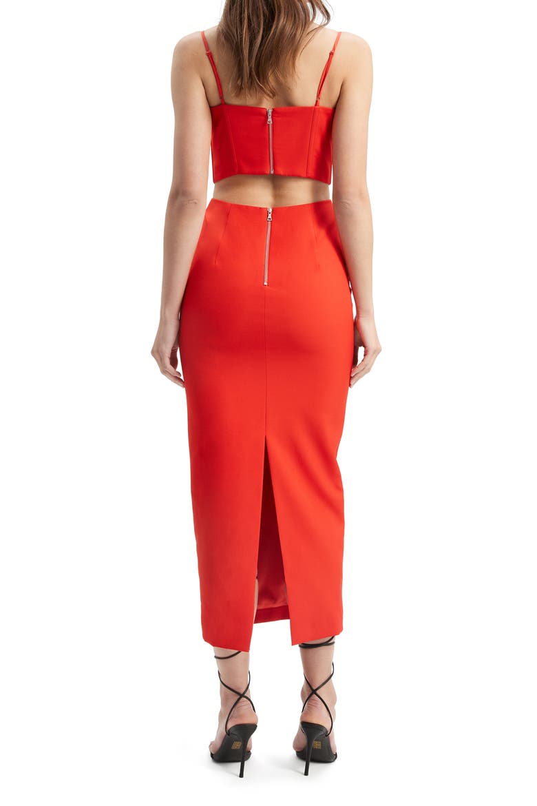 Martini Corset Cutout Midi Dress, Alternate, color, FIRE RED