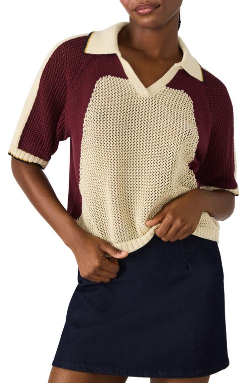 Steve Madden Axon Open Stitch Polo Sweater In Neutral