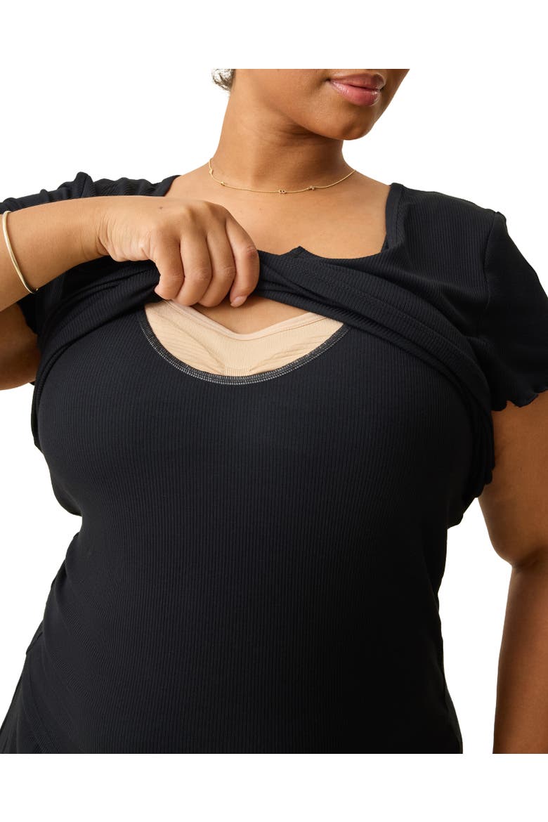 Ribbed Modal Notched Nursing T-Shirt, Alternate, color, Black