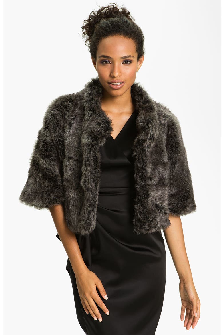 Dolman Sleeve Faux Fur Bolero, Alternate, color, GREY