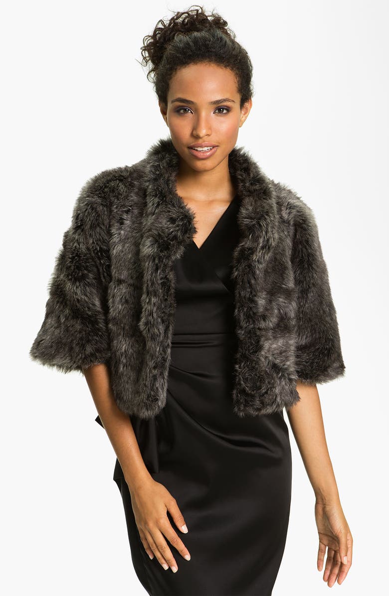 Eliza J Dolman Sleeve Faux Fur Bolero, Alternate, color,