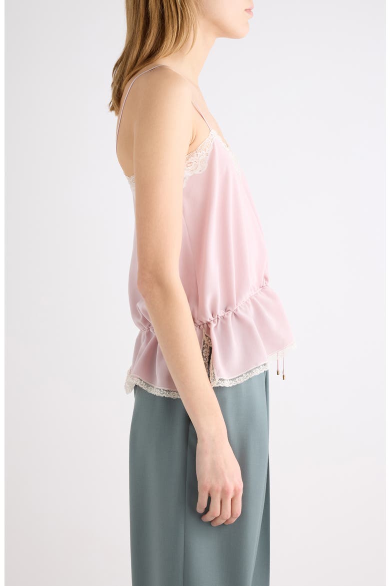 Drawstring Silk Crêpe de Chine & Lace Camisole, Alternate, color, SHADOW LILAC