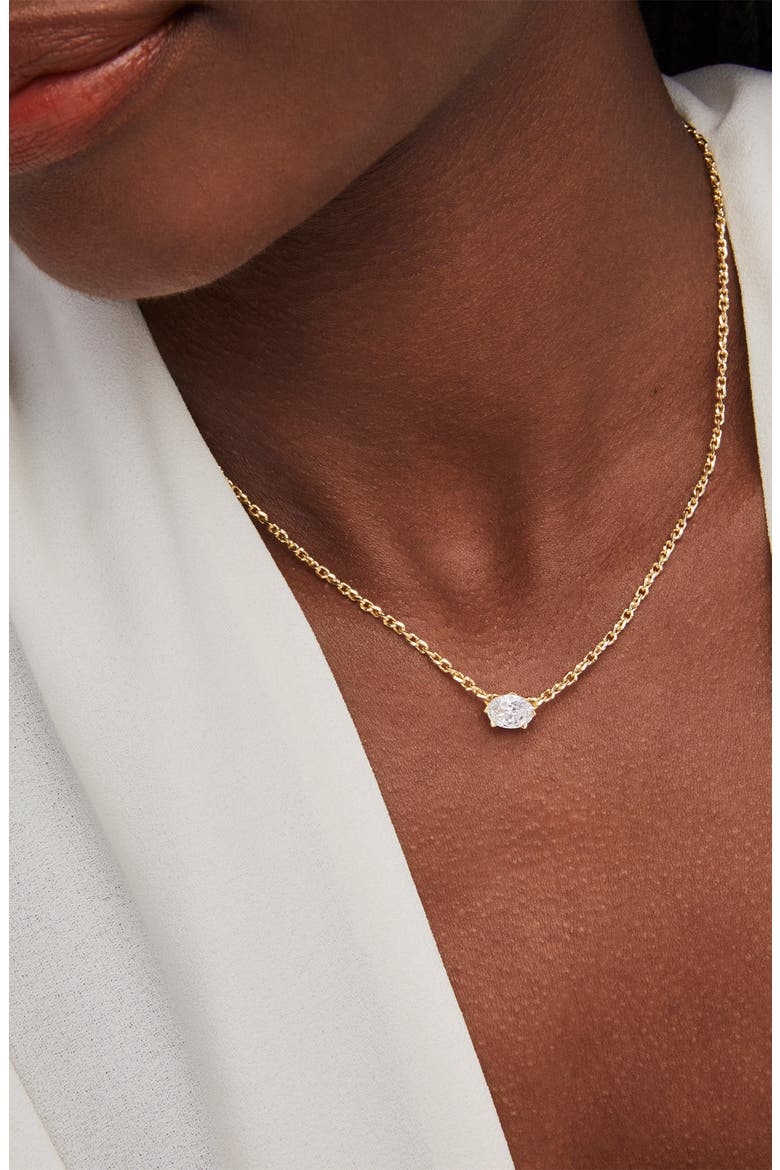 Cailin Cubic Zirconia Station Necklace, Alternate, color, GOLD/ METAL WHITE