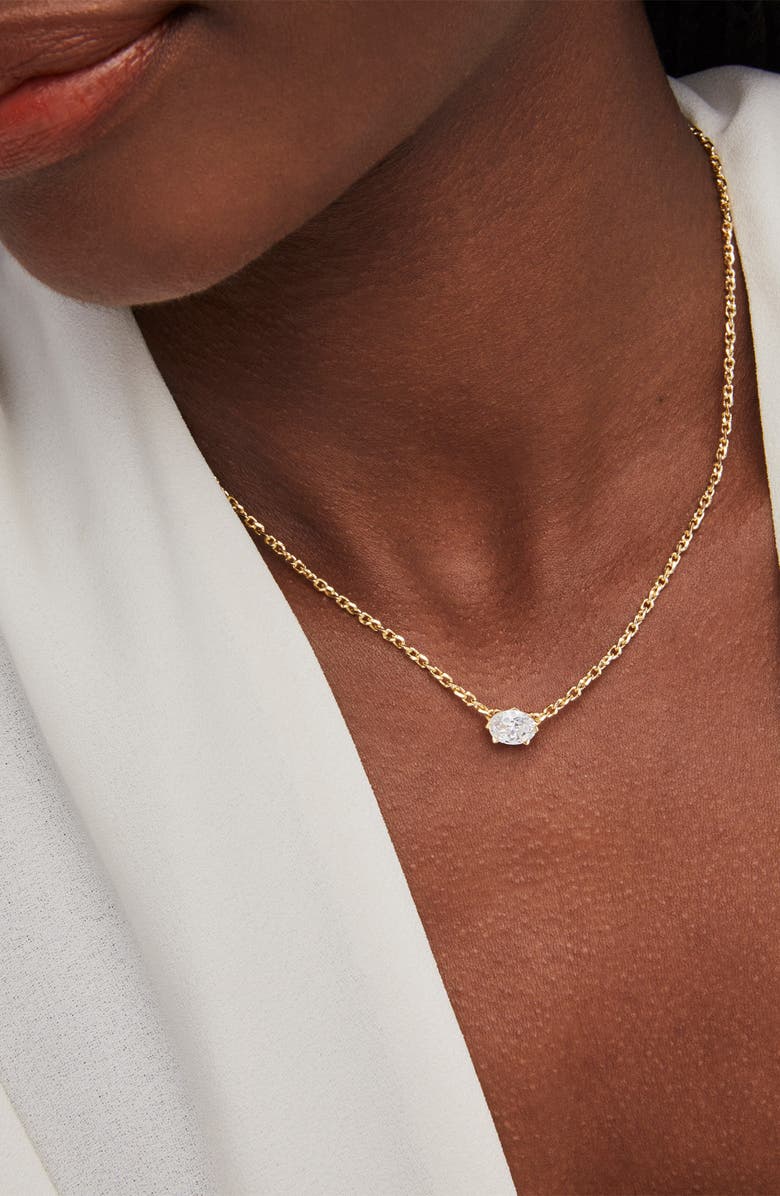 Kendra Scott Cailin Cubic Zirconia Station Necklace, Alternate, color, Gold/ Metal White