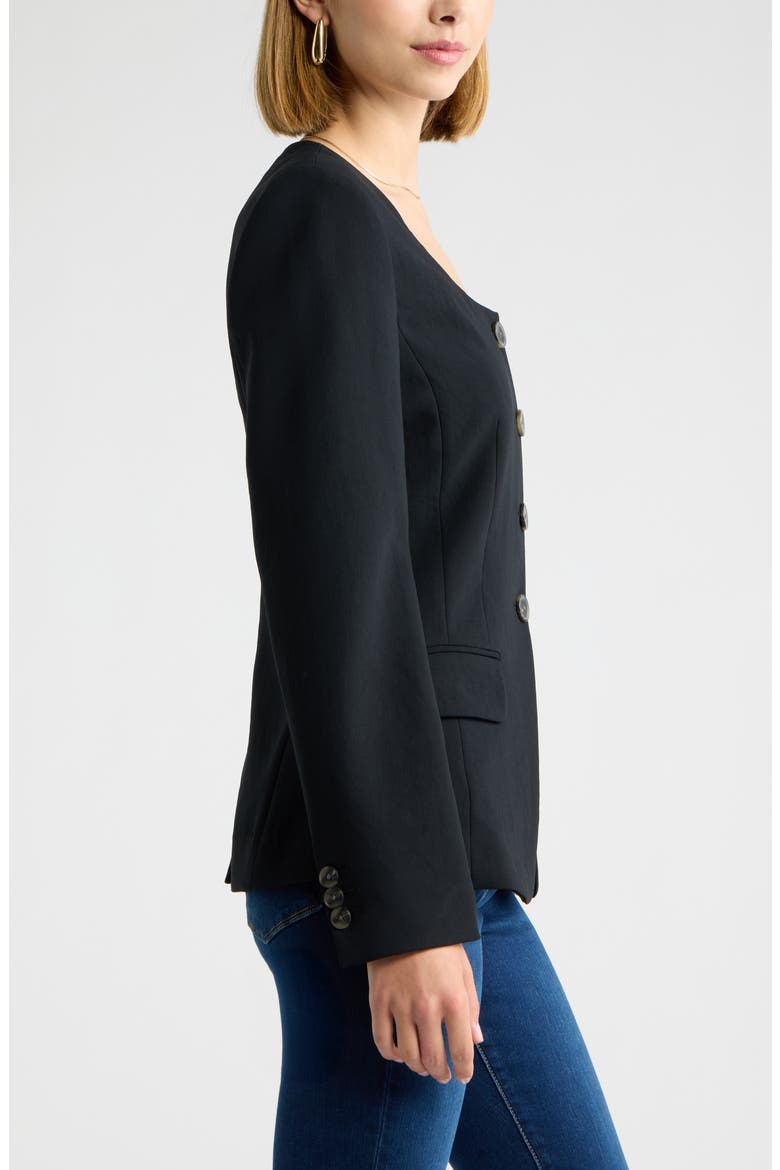 Curator Crepe Scoop Neck Blazer, Alternate, color, BLACK