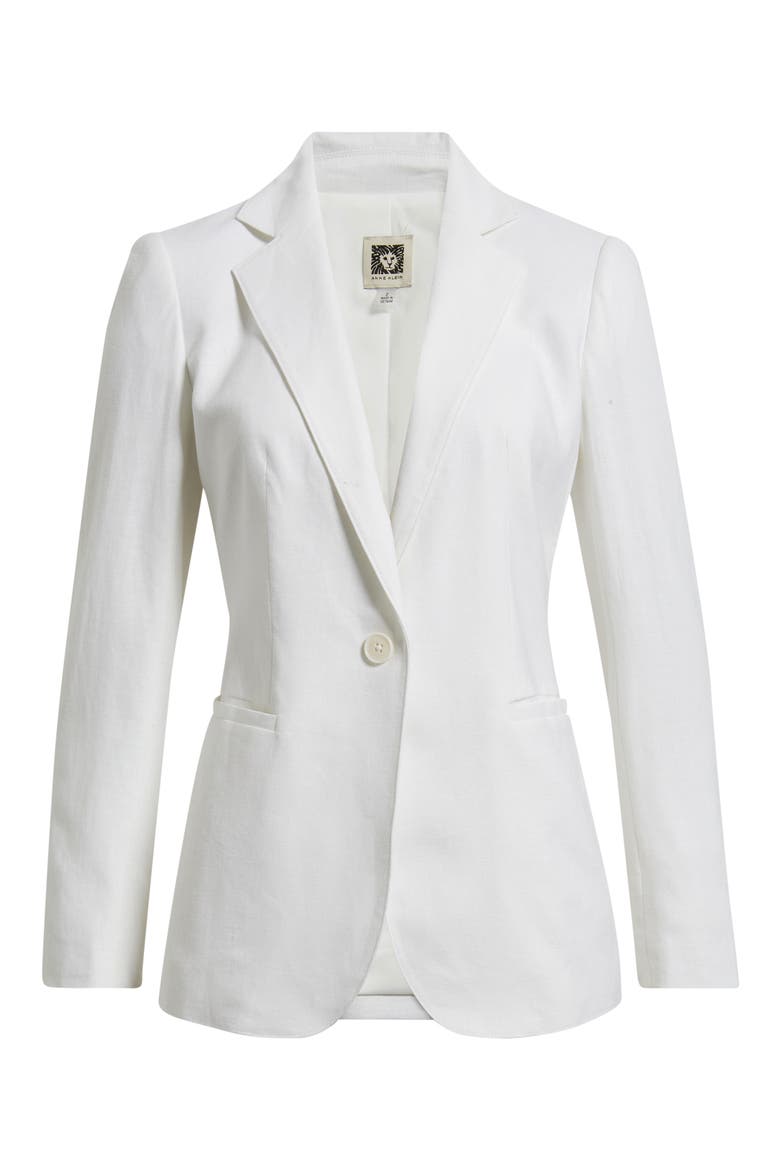 One-Button Linen Blend Blazer, Alternate, color, CRISP WHITE