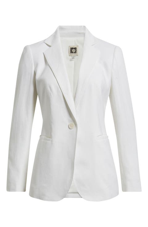 One-Button Linen Blend Blazer