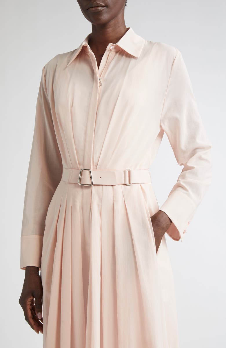 Akris Long Sleeve Cotton Voile Belted ShirtDress, Alternate, color, Pale Pink