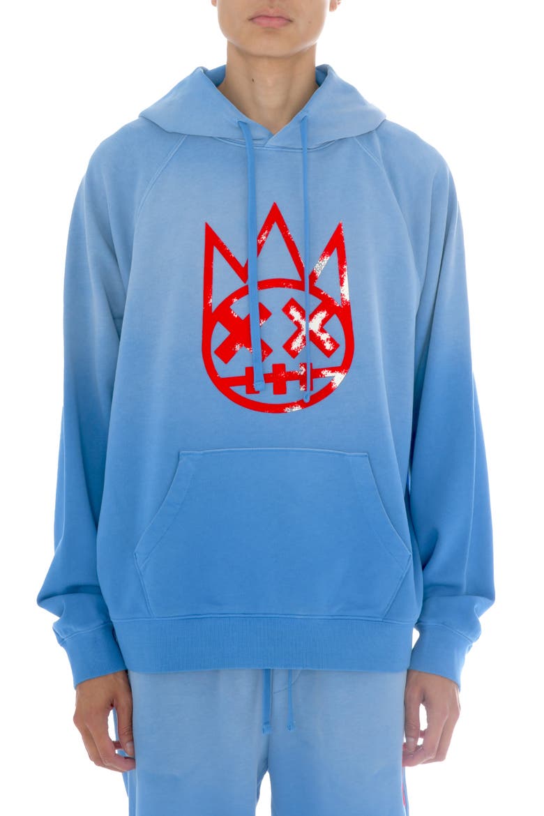 Shimuchan Flocked Logo Graphic Hoodie, Main, color, VINTAGE BLUE