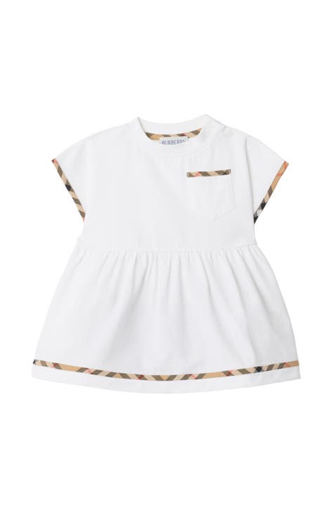 Check Trim Cotton Dress with Bloomers