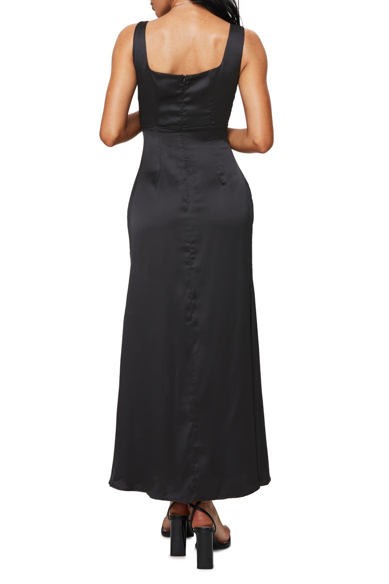 Lynsey V-Neck Satin Maxi Dress, Alternate, color, BLACK