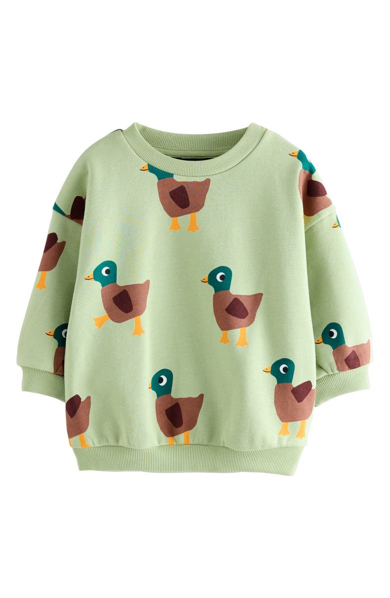 NEXT Kids' Duck Print Crewneck Sweatshirt, Main, color, Green