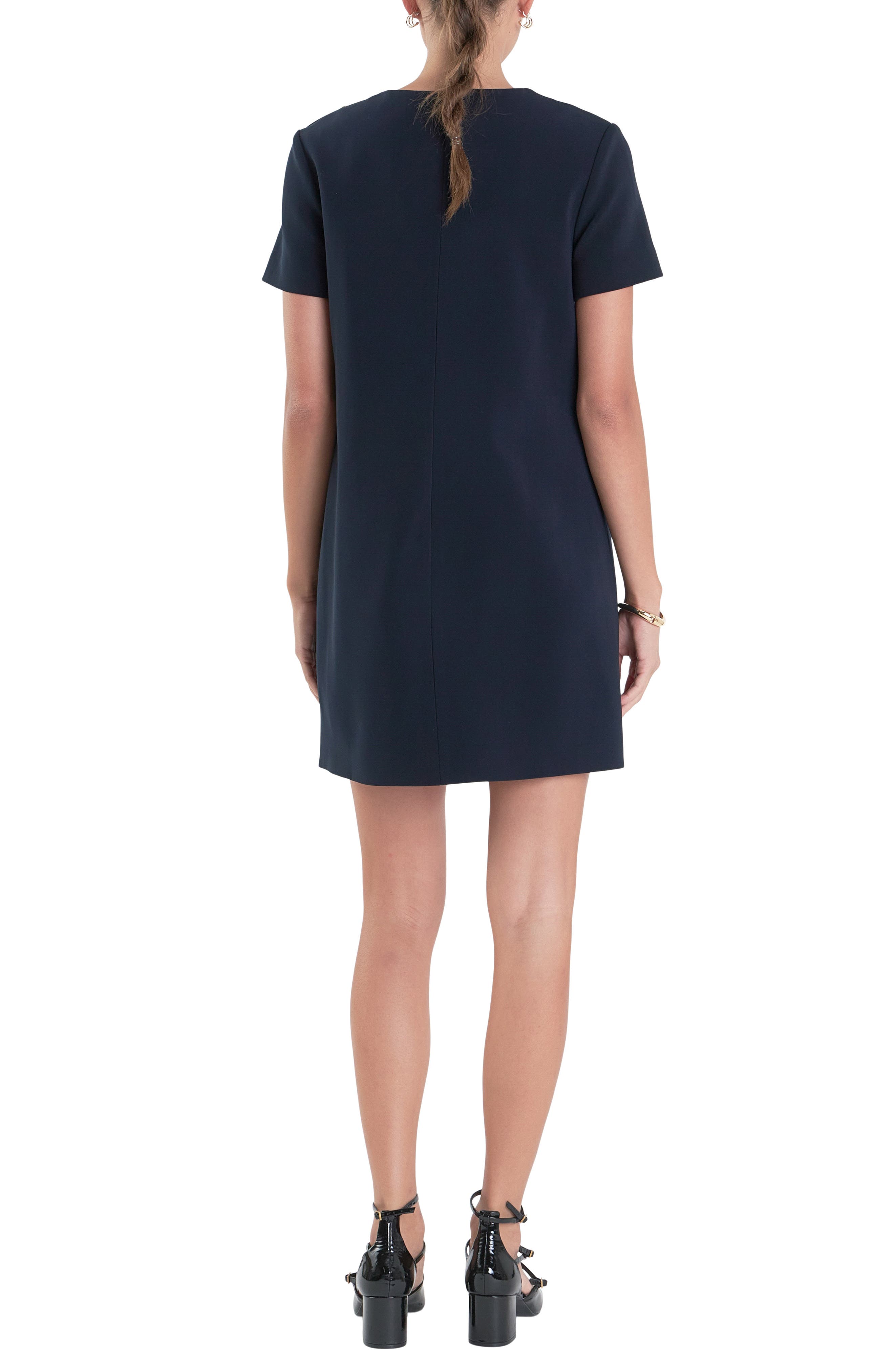 Golden Button Shift Minidress - image 2