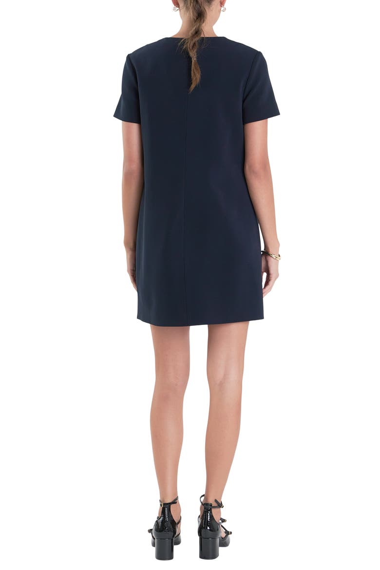 Golden Button Shift Minidress, Alternate, color, NAVY