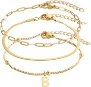 Adornia Set of 3 Tarnish Resistant 18K Gold Plated Chain Bracelets