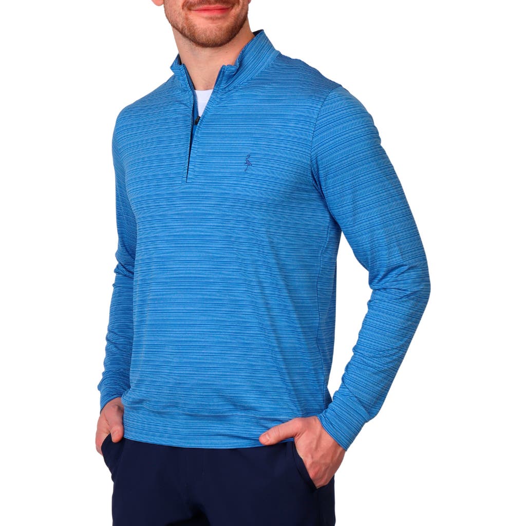 Shop Tailorbyrd Stripe Quarter Zip Performance Polo In Blue