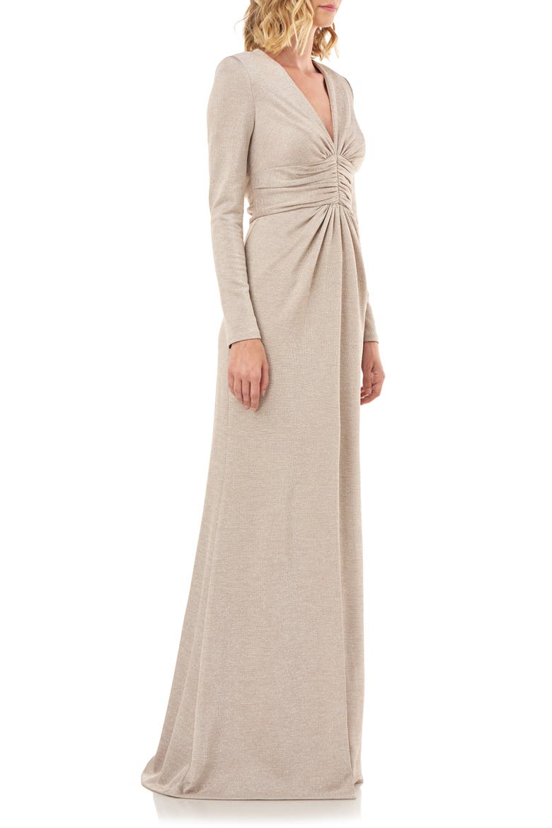 Kayla Long Sleeve Evening Gown, Alternate, color, CHAMPAGNE