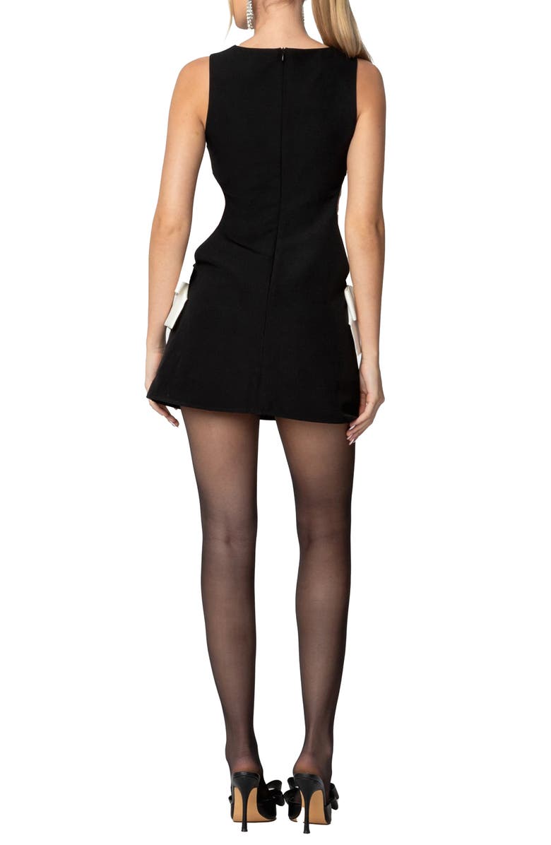 EDIKTED Ingrid Cutout Bow Minidress, Alternate, color, Black-And-White