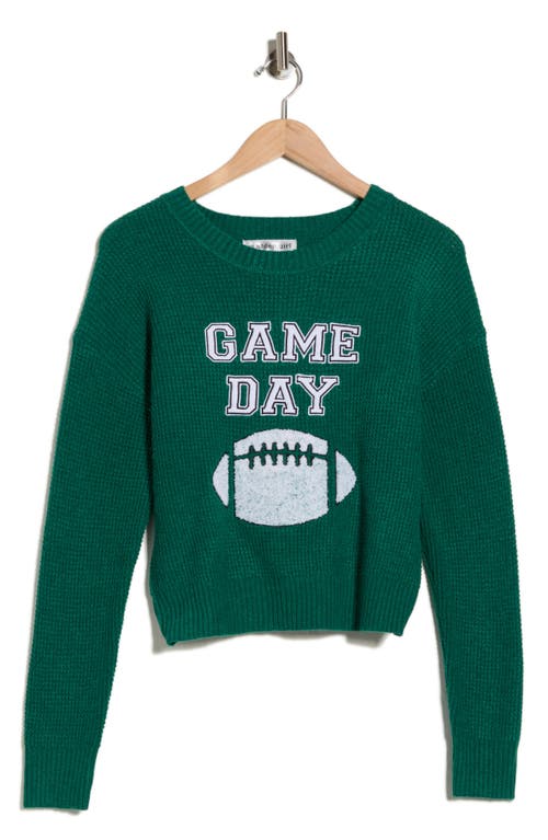 Madden Girl Game Day Embroidered Sweater In Green