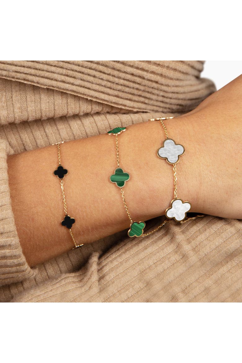 Small Malachite Clover Bracelet, Alternate, color, Malachite