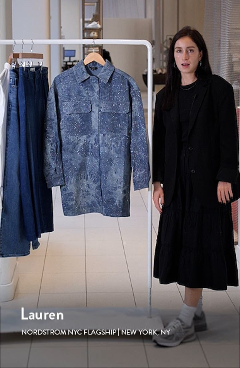 Shimmer Denim Snap-Up Shirt, sales video thumbnail