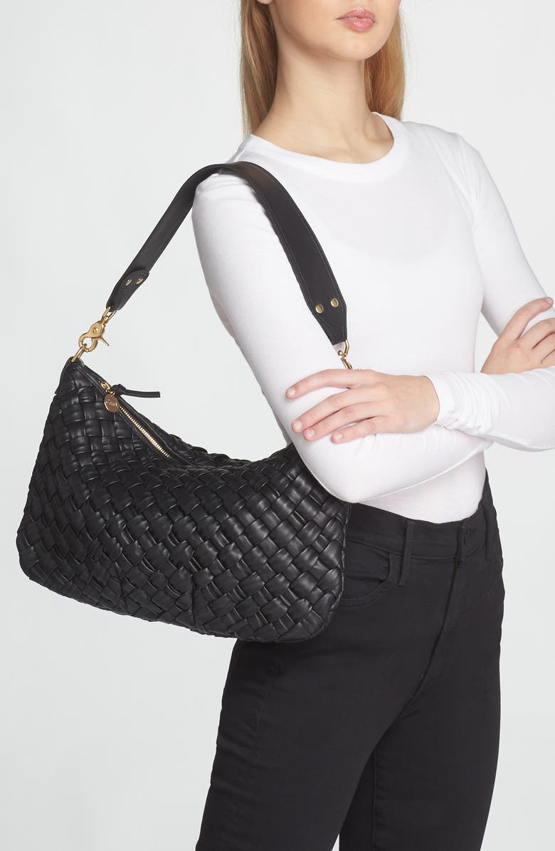 Clare V. Moyen Woven Leather Messenger Shoulder Bag, Alternate, color,