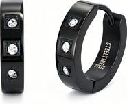 STEELTIME Cubic Zirconia Huggie Hoop Earrings