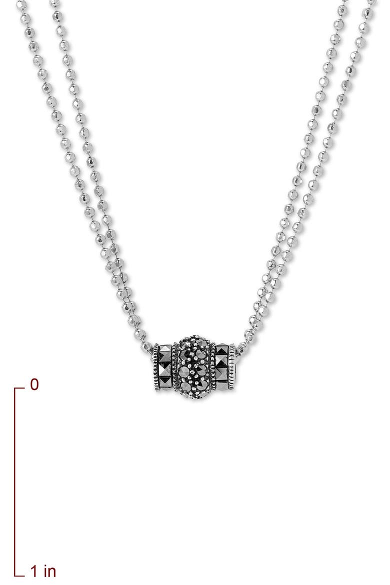 Marcasite Barrel Necklace, Alternate, color, MARCASITE / STERLING SILVER