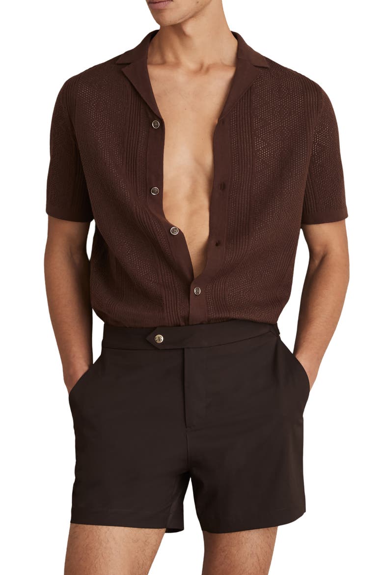 Sun Flat Front Swim Trunks, Alternate, color, CHOCOLATE BROWN
