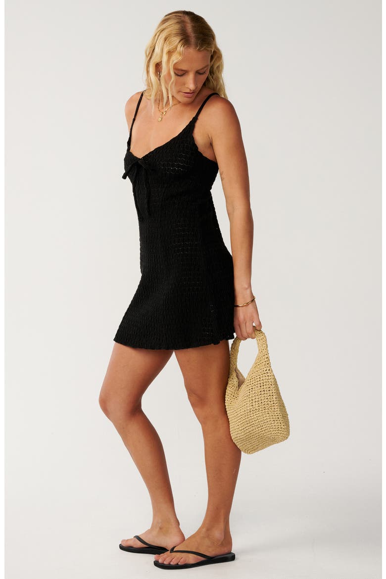 Bossa Nova Texture Slip Dress, Alternate, color, BLACK