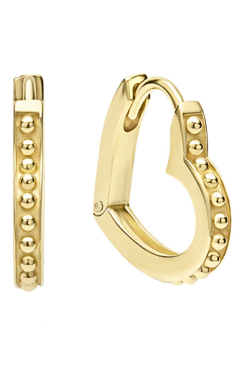 18K Gold Caviar Heart Huggie Hoop Earrings video